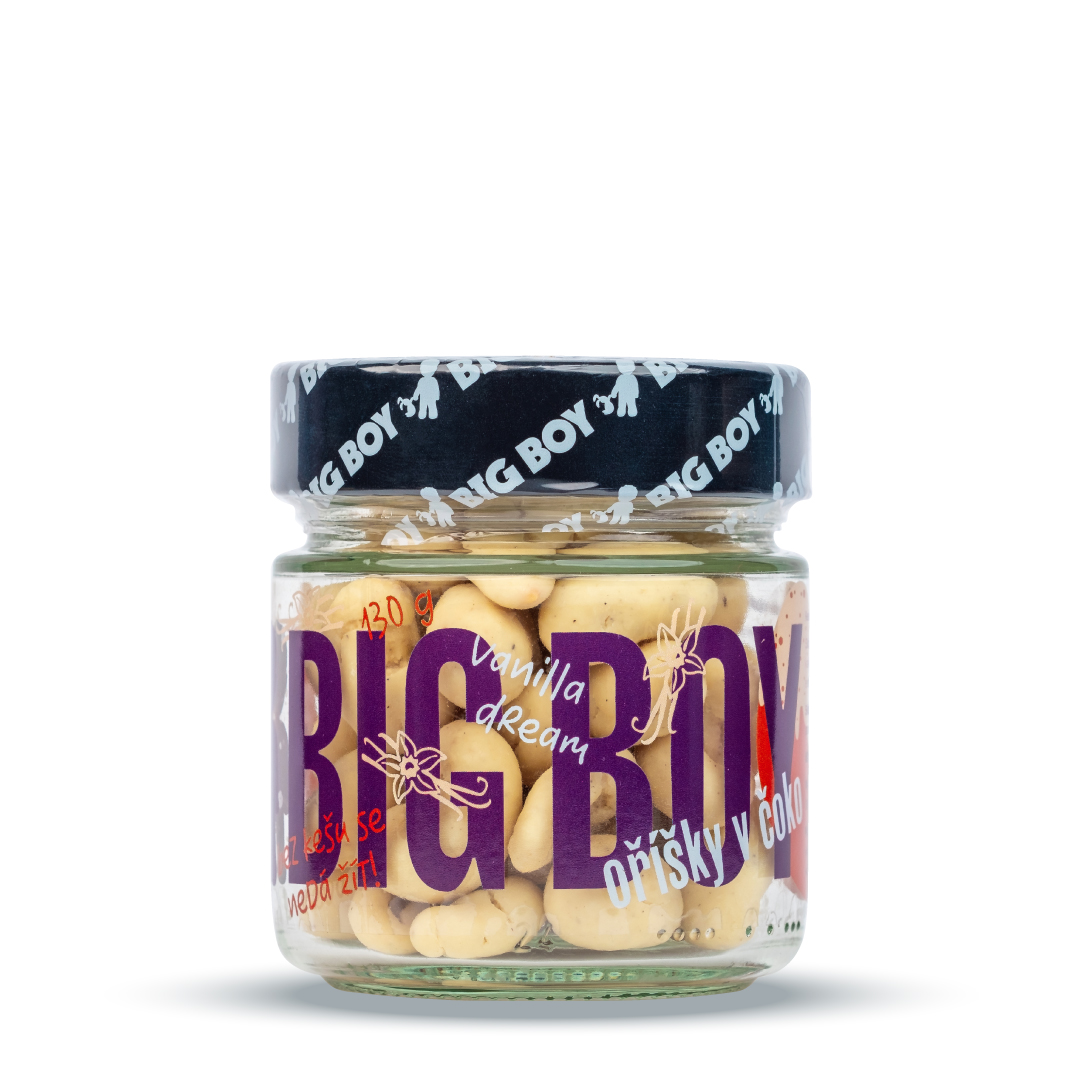 BIG BOY® Vanilla dream - Kešu v bio bielej čokoláde s kúskami pravej vanilky 130g