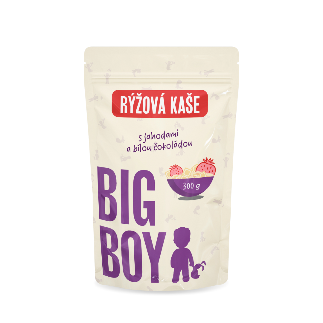 BIG BOY® Ryžová kaša s príchuťou jahôd v bielej čokoláde 300g Eko variant