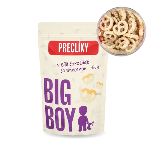 BIG BOY® Praclíky v bielej čokoláde so smotanou 330g Eko variant