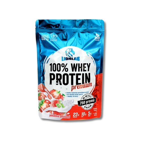 Lionlab: 100 % Whey Protein - jahodové potešenie 750 g