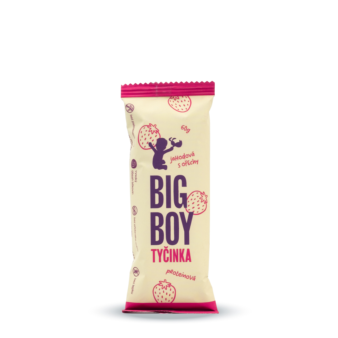 BIG BOY® Proteinová tyčinka Jahodová s ořechy 60g